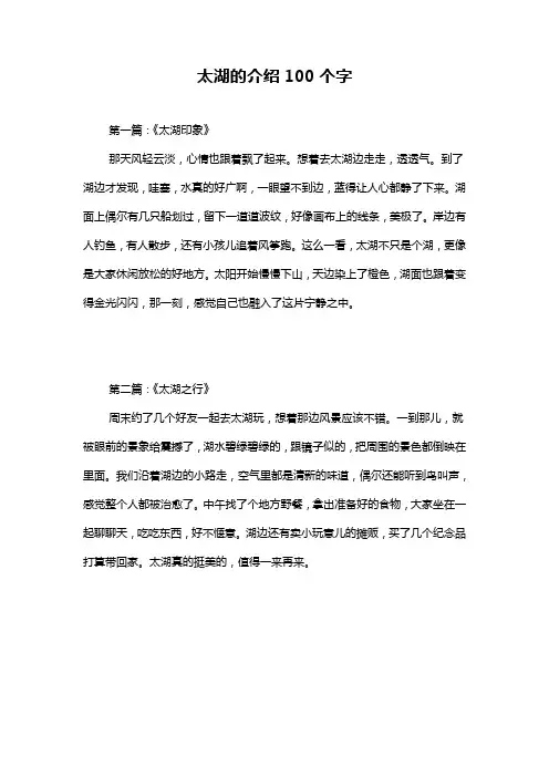 太湖的介绍100个字