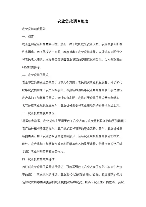 农业贷款调查报告