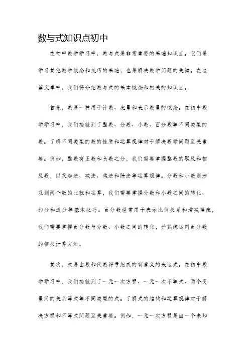 数与式知识点初中
