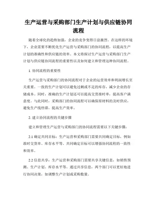 生产运营与采购部门生产计划与供应链协同流程