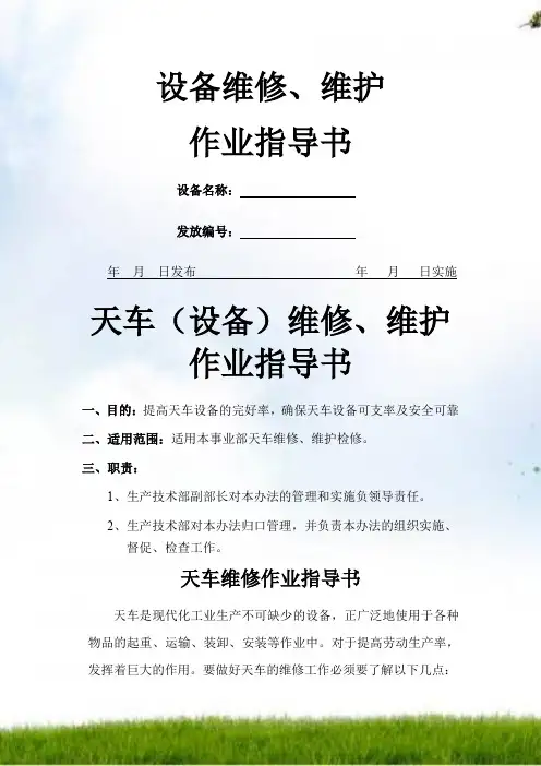 天车维修、维护作业指导书