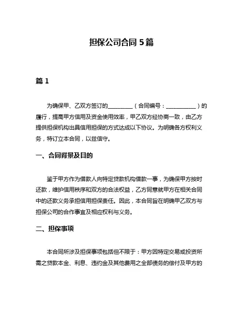 担保公司合同5篇