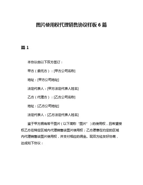 图片使用权代理销售协议样板6篇