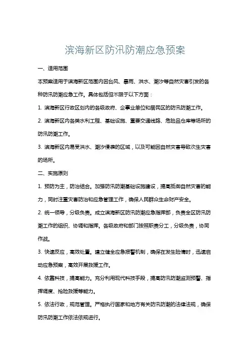滨海新区防汛防潮应急预案