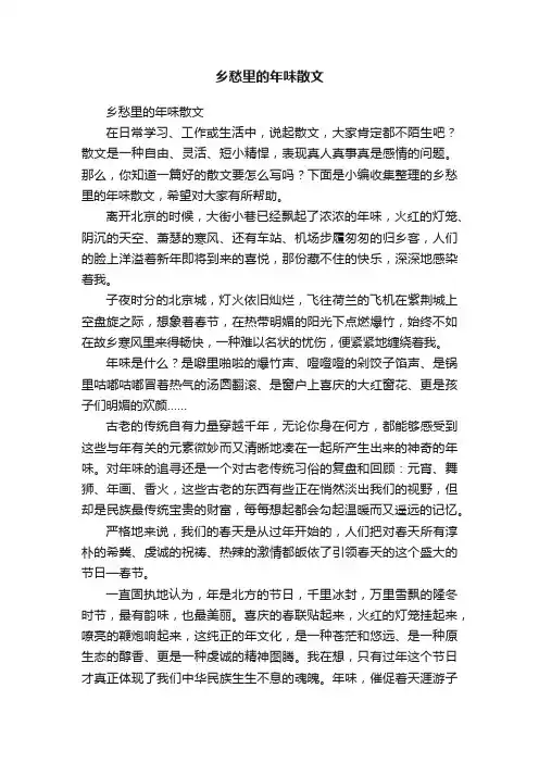 乡愁里的年味散文