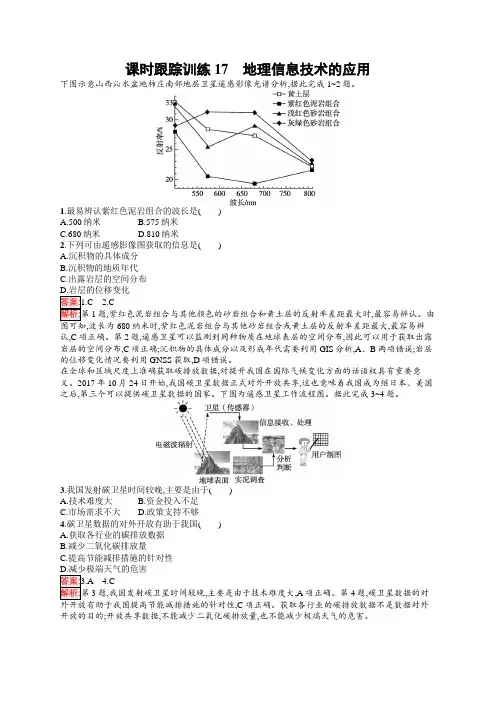 2024-2025学年高考总复习一轮复习(中图版)课时跟踪训练17地理信息技术的应用
