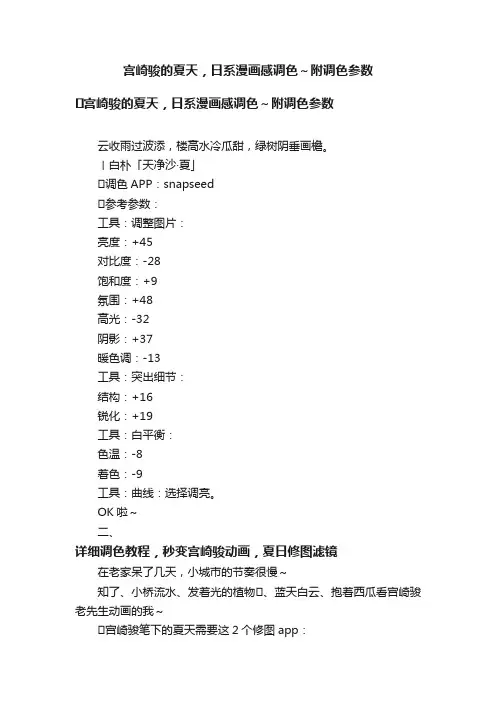 宫崎骏的夏天，日系漫画感调色～附调色参数