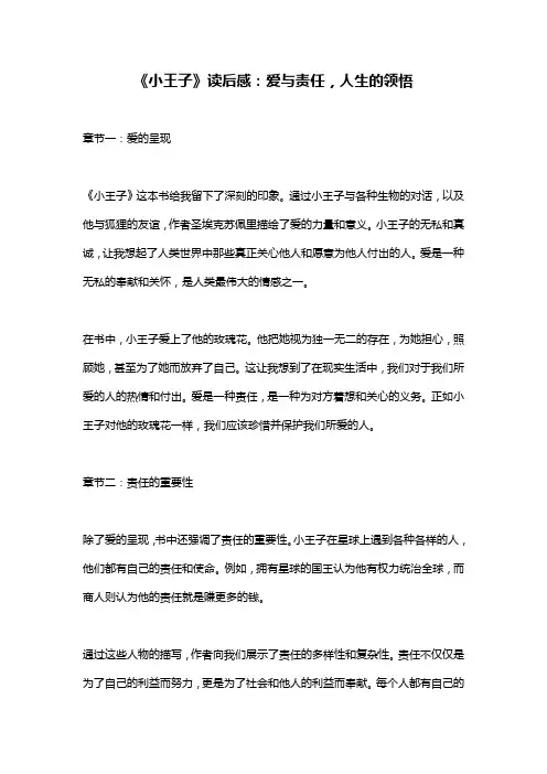 《小王子》读后感：爱与责任,人生的领悟