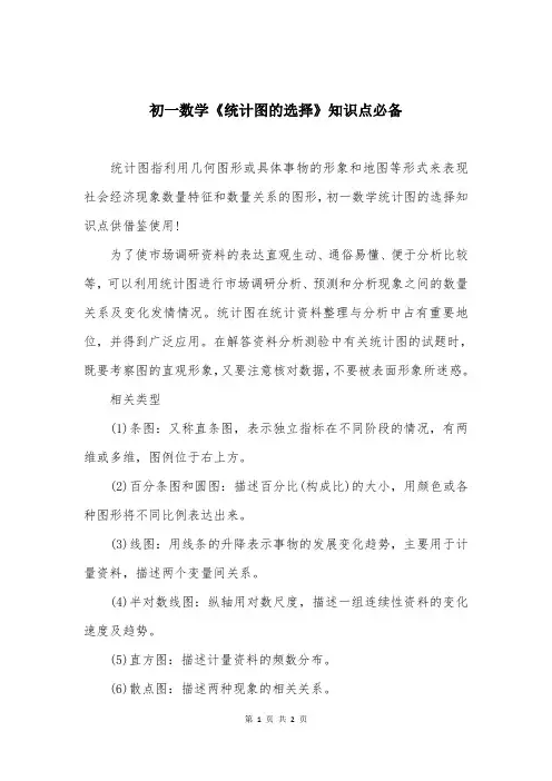 初一数学《统计图的选择》知识点必备