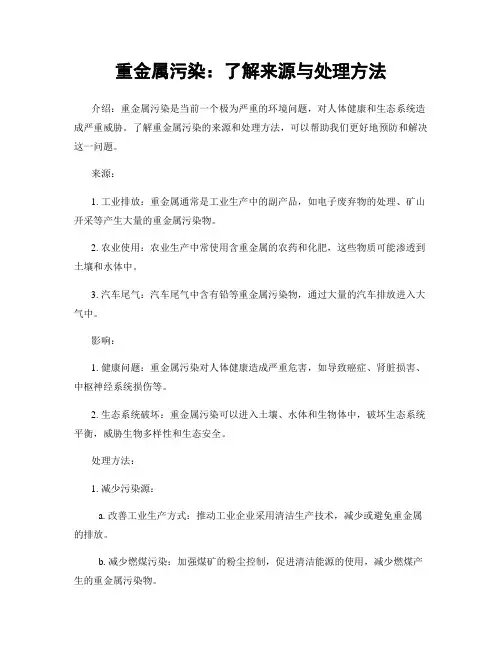 重金属污染：了解来源与处理方法