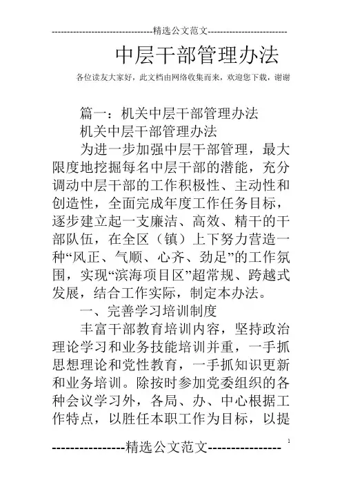 中层干部管理办法