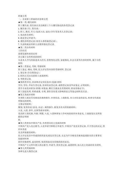 人事档案分类【最新】