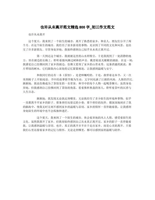 也许从未离开范文精选800字_初三作文范文