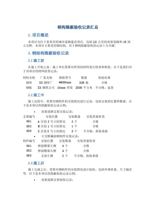钢构隐蔽验收记录汇总