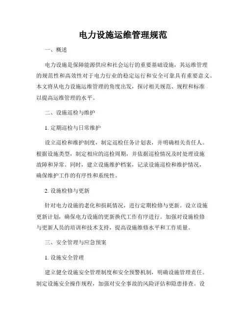 电力设施运维管理规范