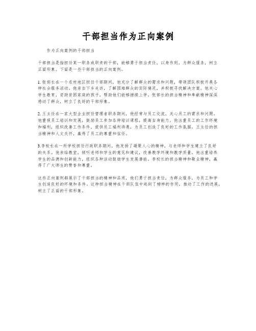 干部担当作为正向案例