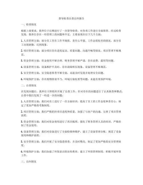 督导检查自查自纠报告
