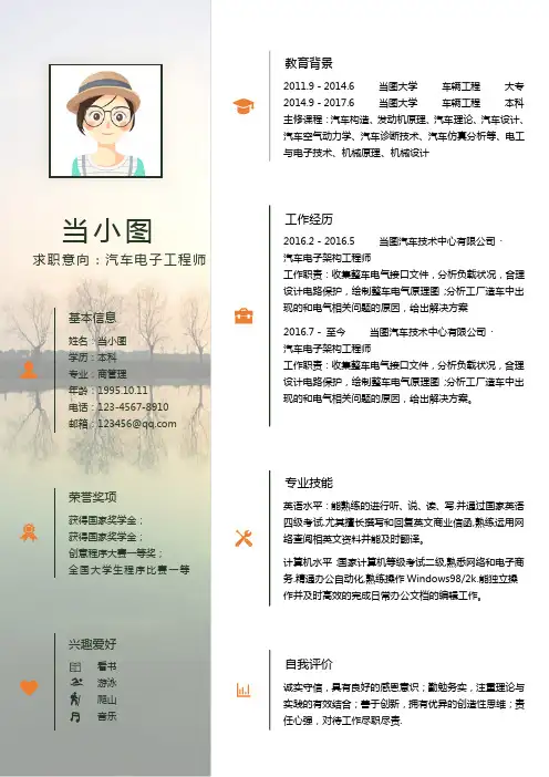 汽车电子工程师简历模板