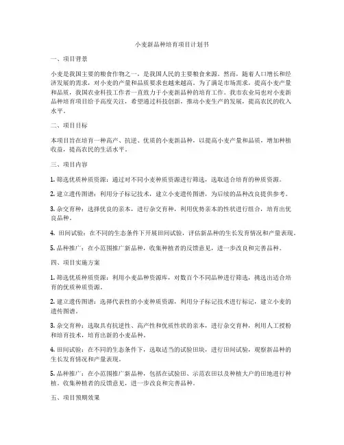 小麦新品种培育项目计划书