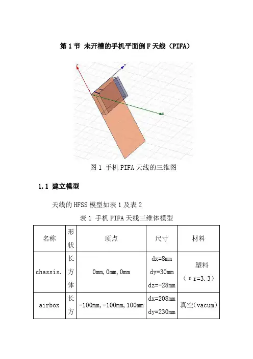 HFSS仿真分析手机PIFA天线