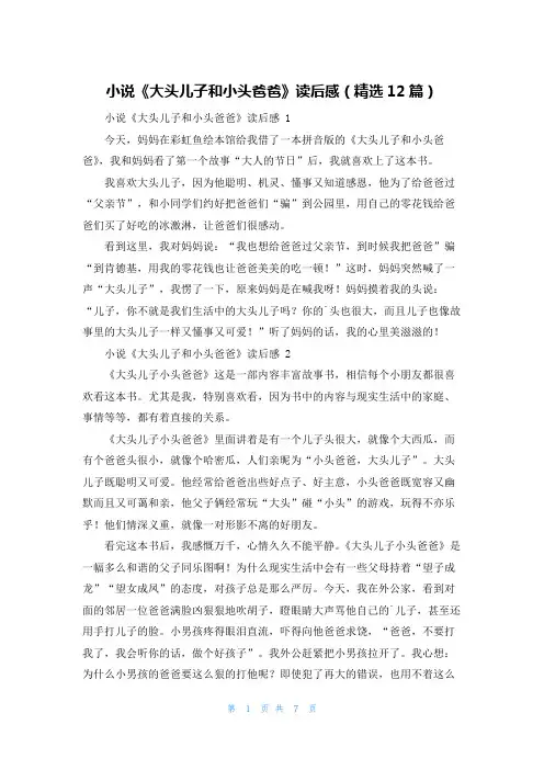 小说《大头儿子和小头爸爸》读后感(精选12篇)