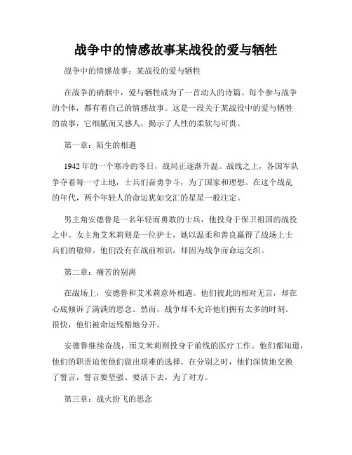 战争中的情感故事某战役的爱与牺牲
