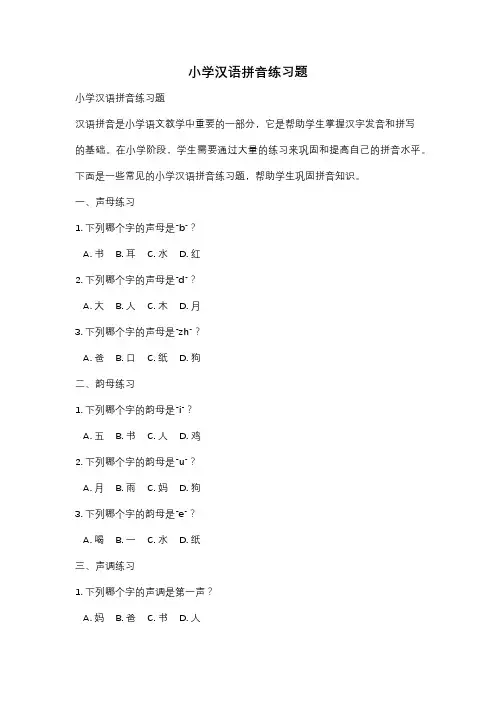小学汉语拼音练习题