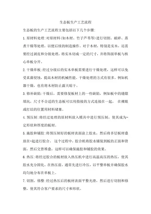生态板生产工艺流程