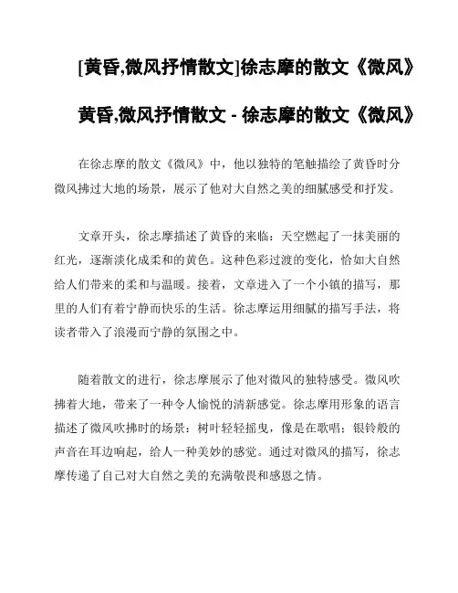 [黄昏,微风抒情散文]徐志摩的散文《微风》