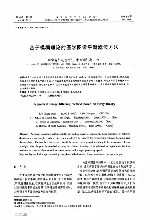 基于模糊理论的医学图像平滑滤波方法