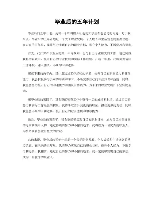 毕业后的五年计划
