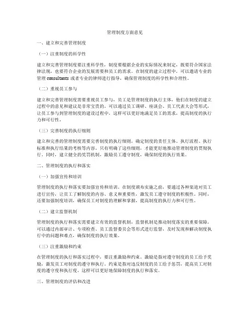 管理制度方面意见