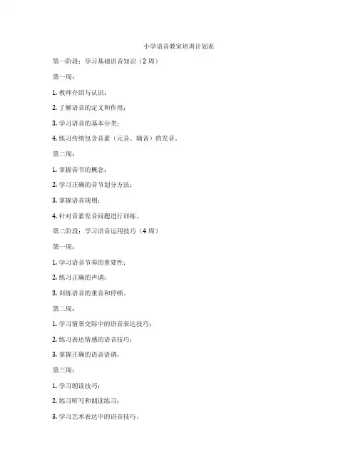 小学语音教室培训计划表