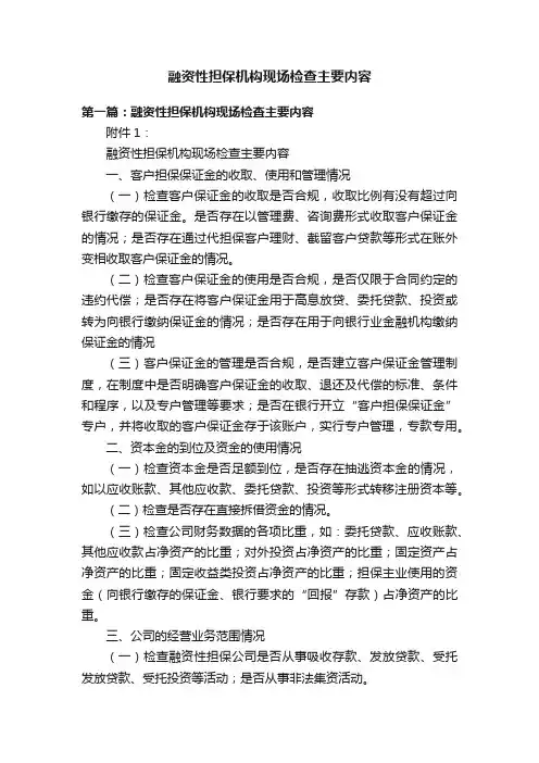 融资性担保机构现场检查主要内容