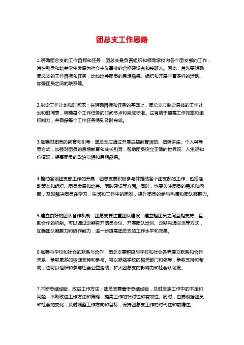 团总支工作思路