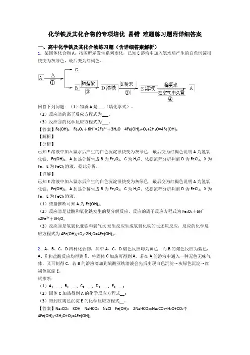 化学铁及其化合物的专项培优 易错 难题练习题附详细答案
