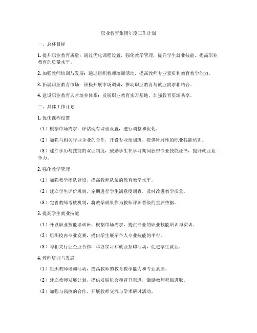 职业教育集团年度工作计划