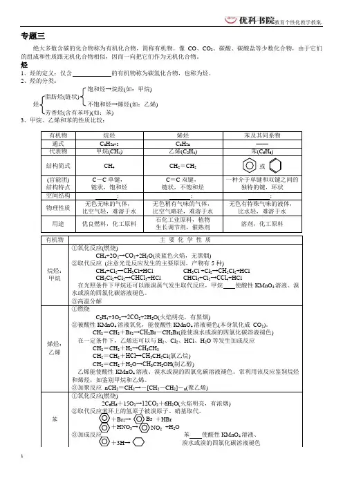 苏教版化学必修二专题三知识点