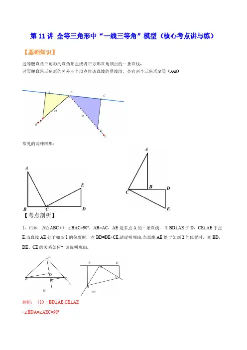 全等三角形中“一线三等角”模型