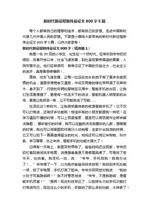 新时代新征程新伟业征文800字5篇