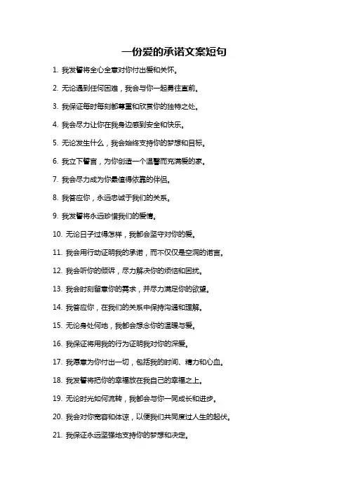 一份爱的承诺文案短句