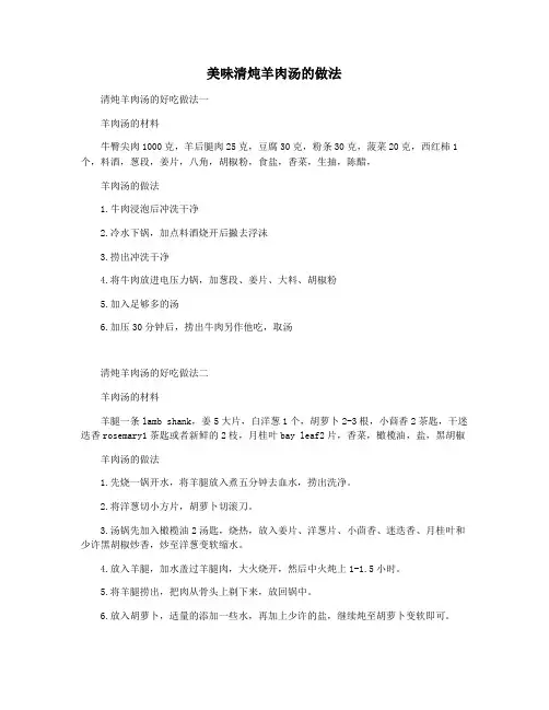 美味清炖羊肉汤的做法