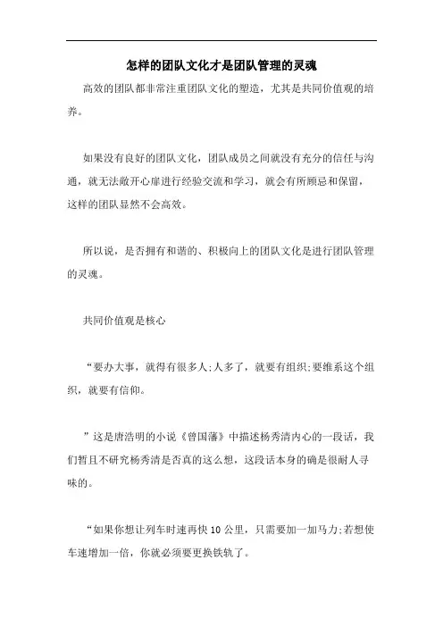怎样的团队文化才是团队管理的灵魂