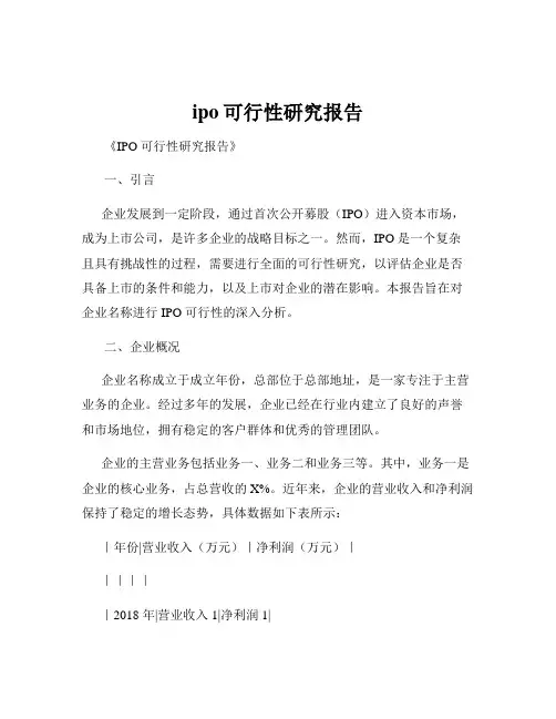 ipo可行性研究报告