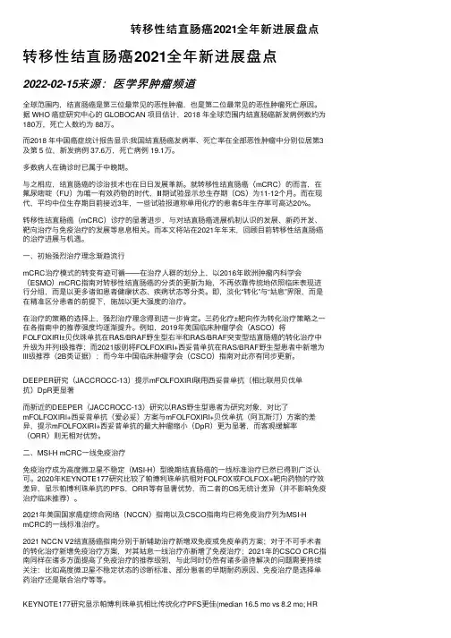 转移性结直肠癌2021全年新进展盘点