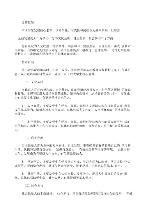 六大核心素养