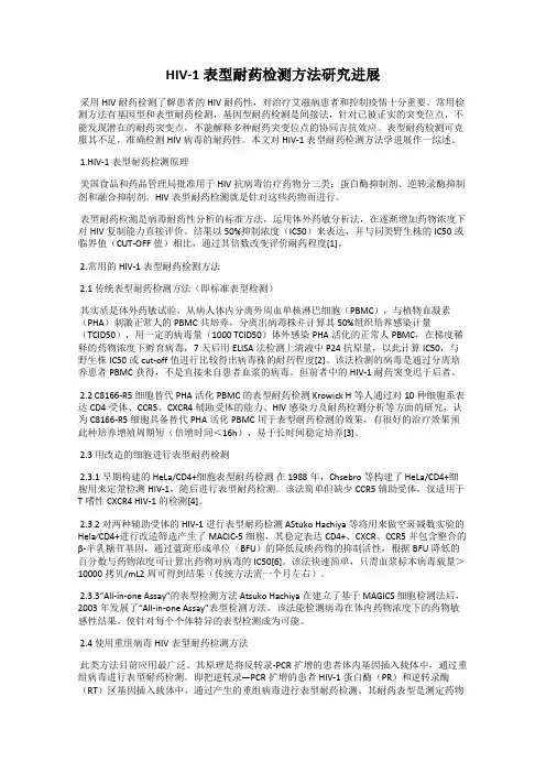 HIV-1表型耐药检测方法研究进展