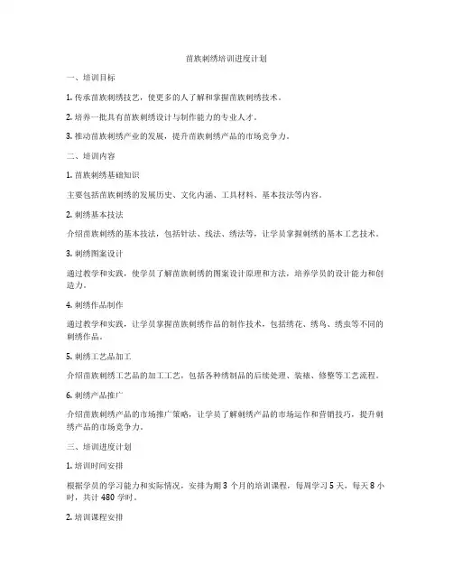 苗族刺绣培训进度计划