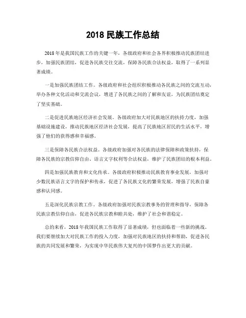 2018民族工作总结