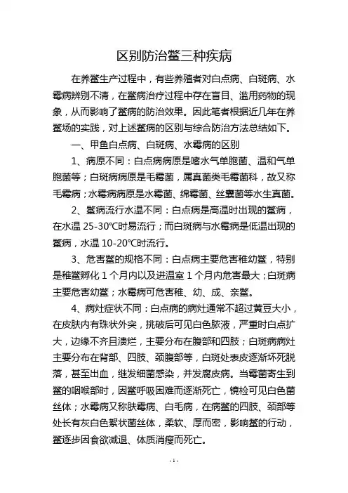 区别防治鳖三种疾病